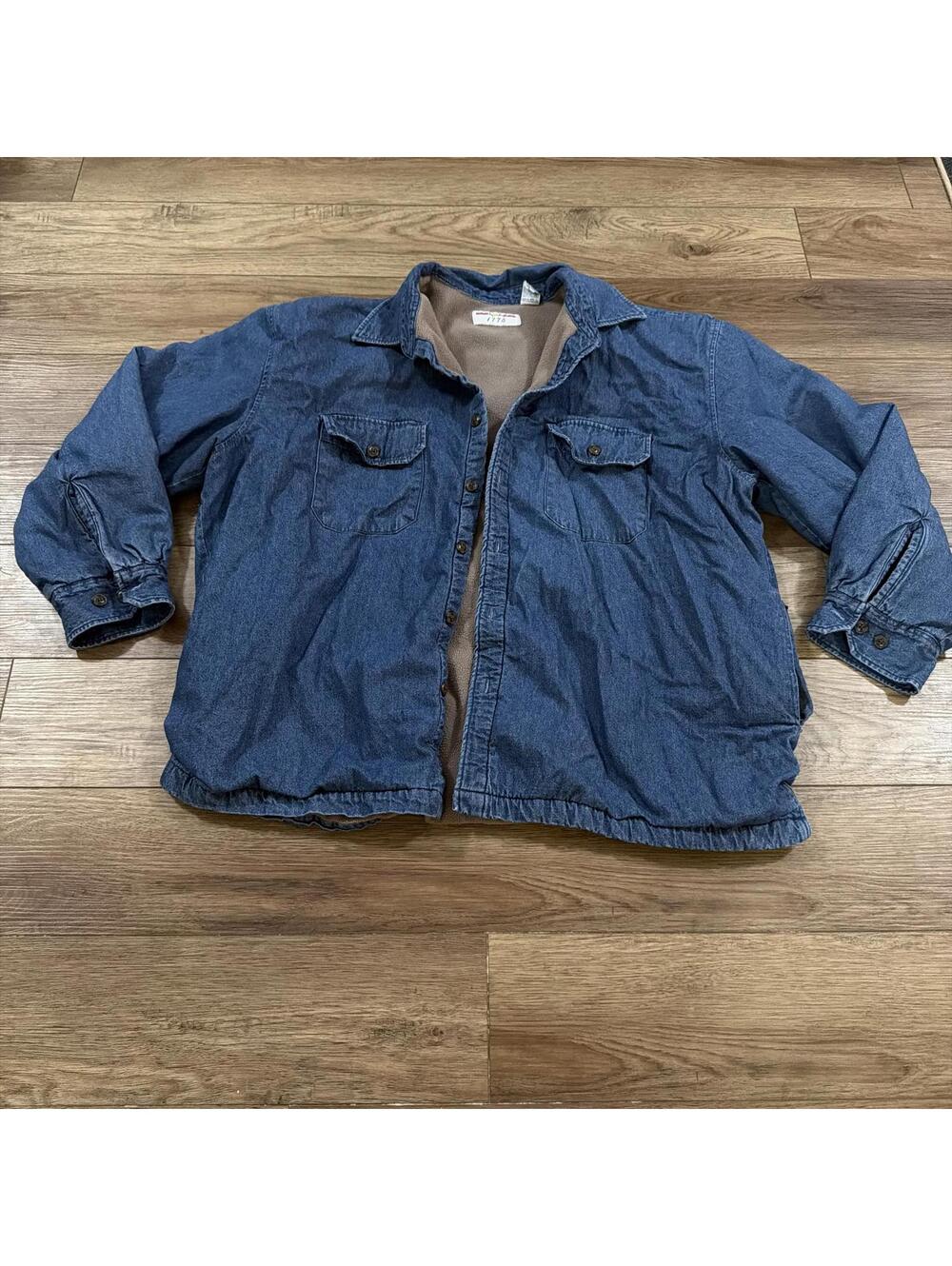 Vintage Denim Shirt Jacket Fleece Lined Shacket 90s Y2K